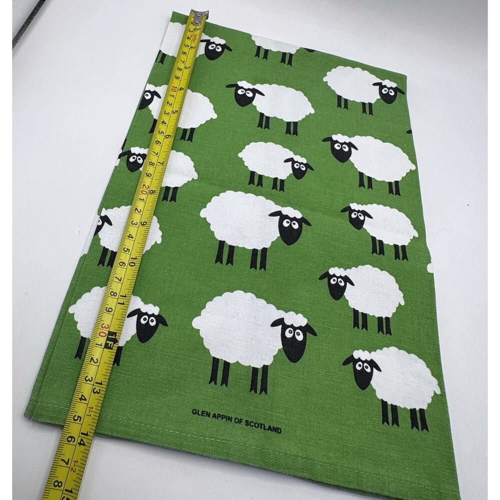 Glen Appin Scotland Sheep Tea Towel Green Cotton Kitchen Linen 28x19 New! - Picture 4 of 7